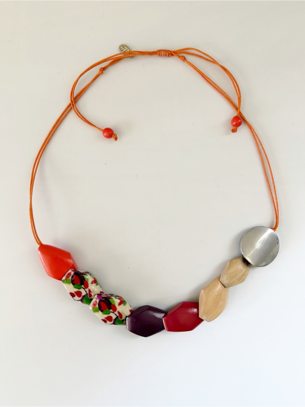 Beaded Colorful Pull Beaded Statement Necklace Signed FF